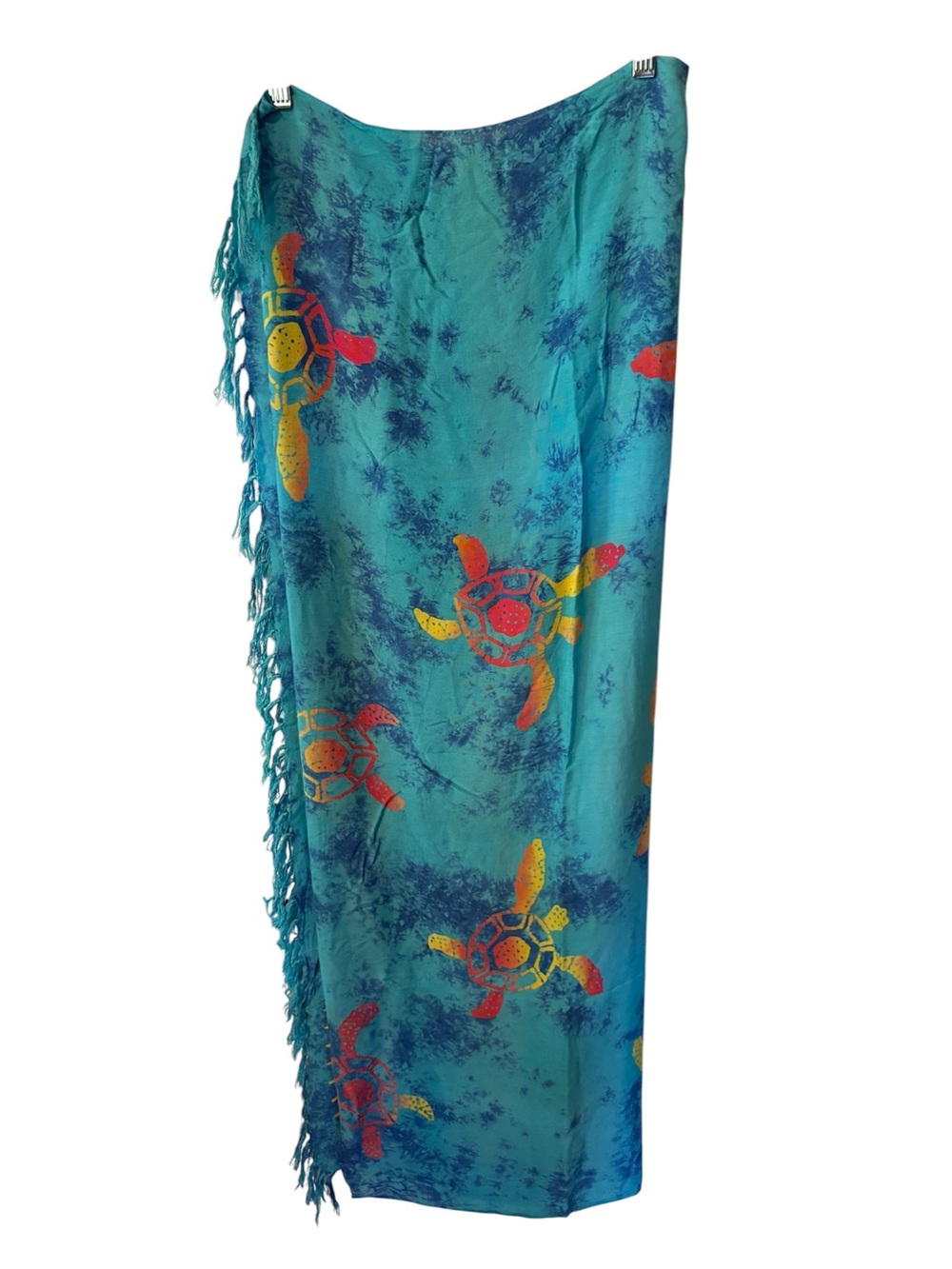 Hibiscus Collection Tropical Turtle Print Sarong Wrap in Turquoise
